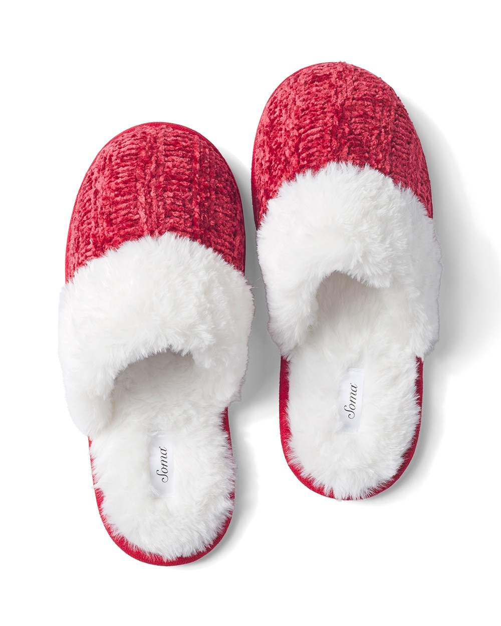 Chenille Slippers Red