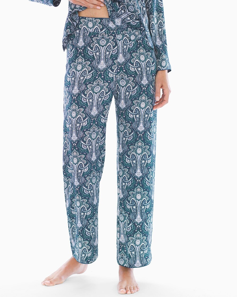 Satin Pajama Pants Angelic Paisley Deep Teal