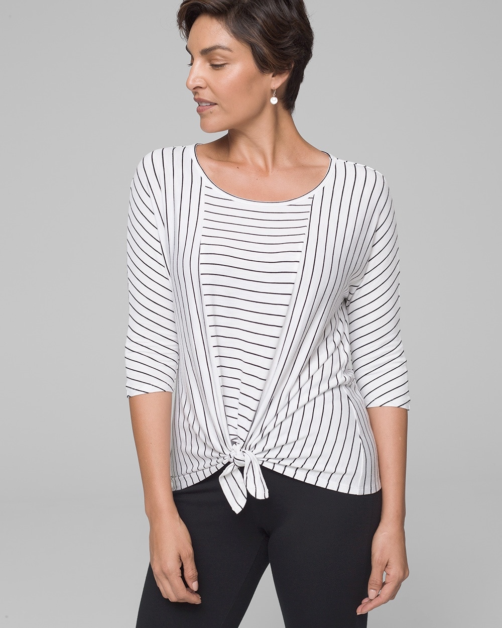 Knotted Front Long Sleeve Tie Top