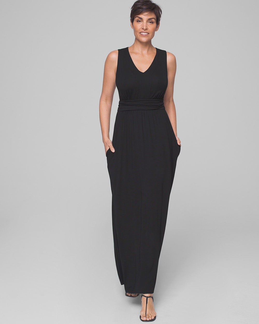shirred bandeau maxi dress