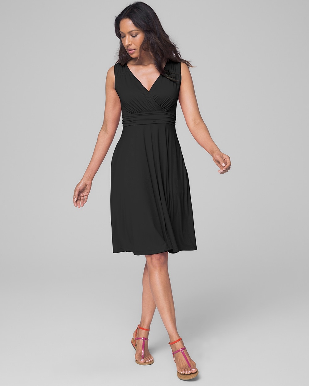 Soft Jersey V Neck Dress with Built-In Bra