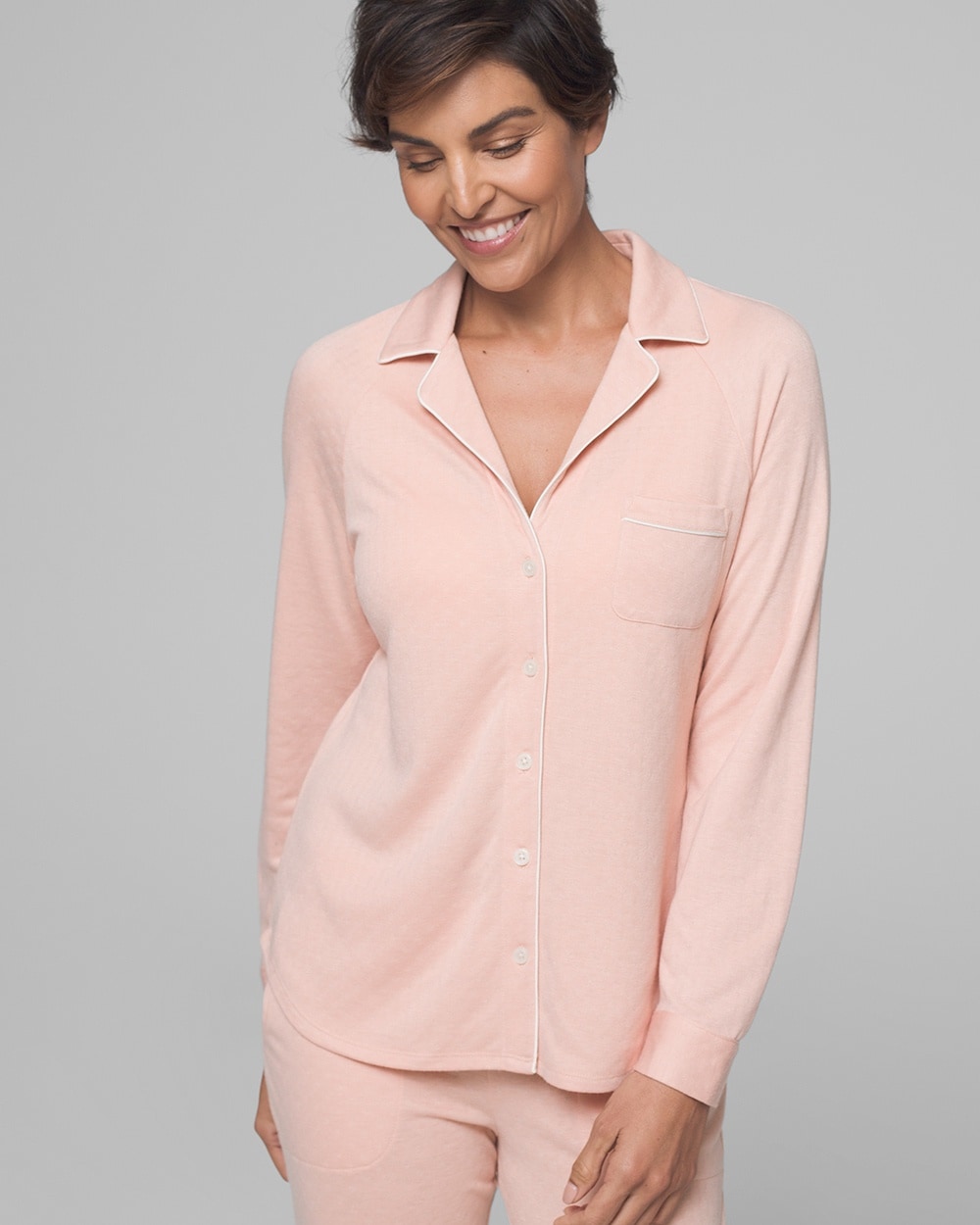 Double Knit Notch Collar Pajama Top