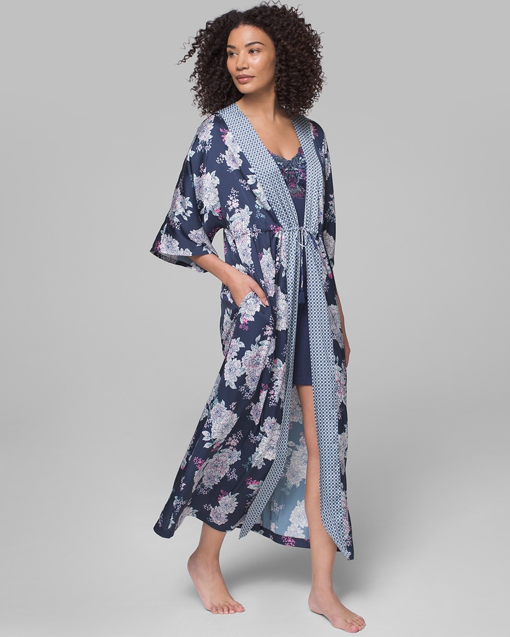 Satin Short Sleeve Long Robe