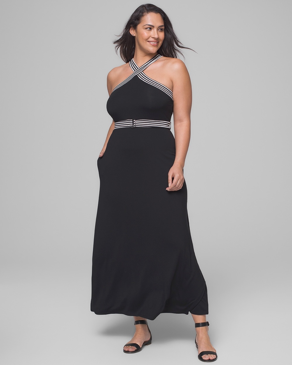 Belted Maxi Dress with Built-In Bra