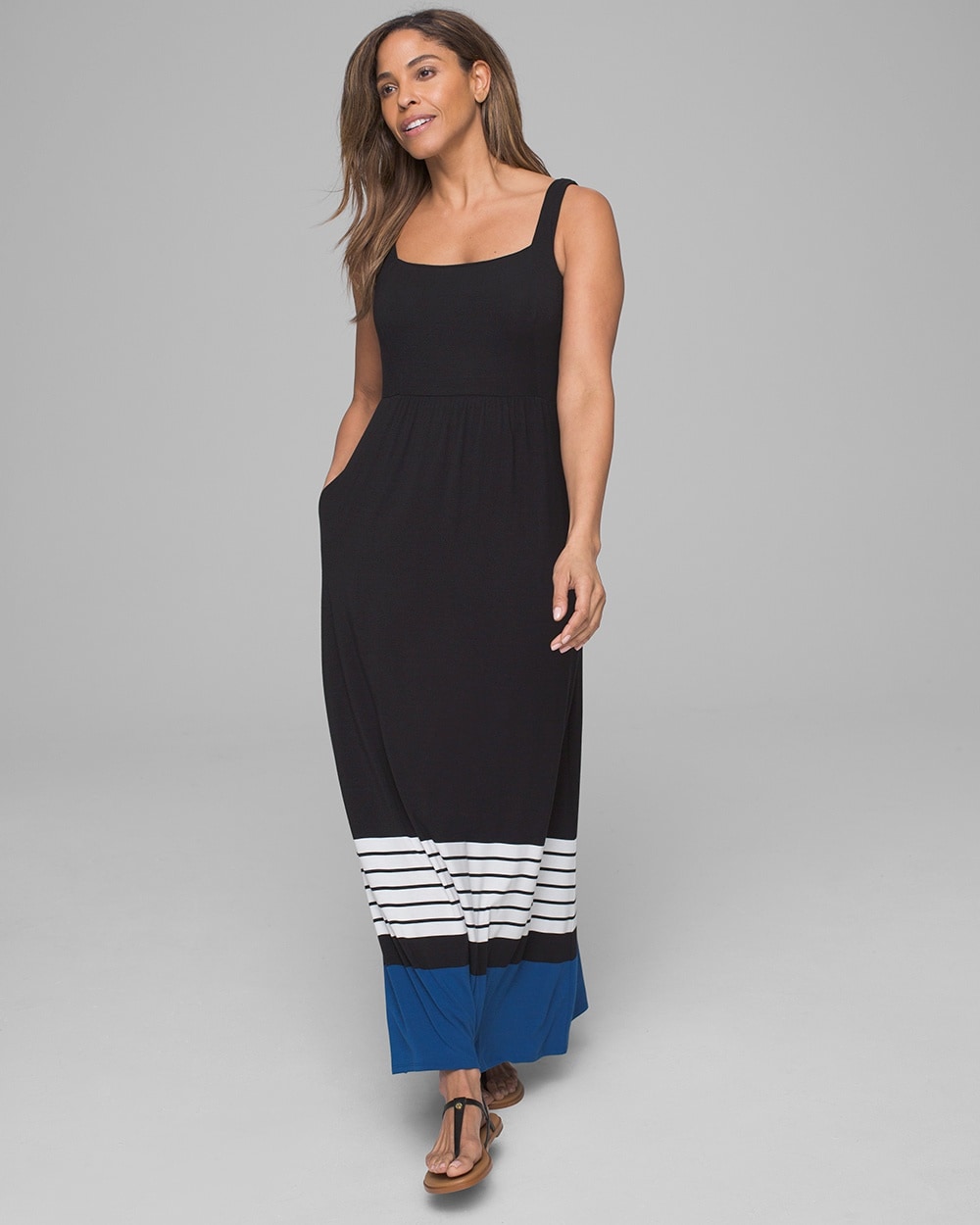 Square Neck Maxi Dress with Built-In 