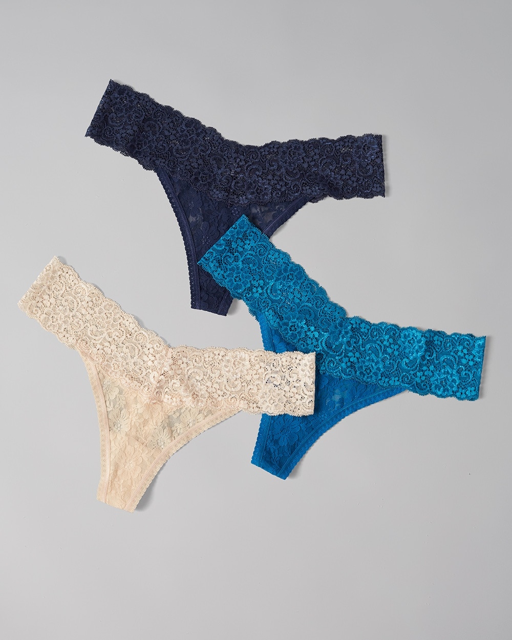 Embraceable Allover Lace Thong 3 Pack