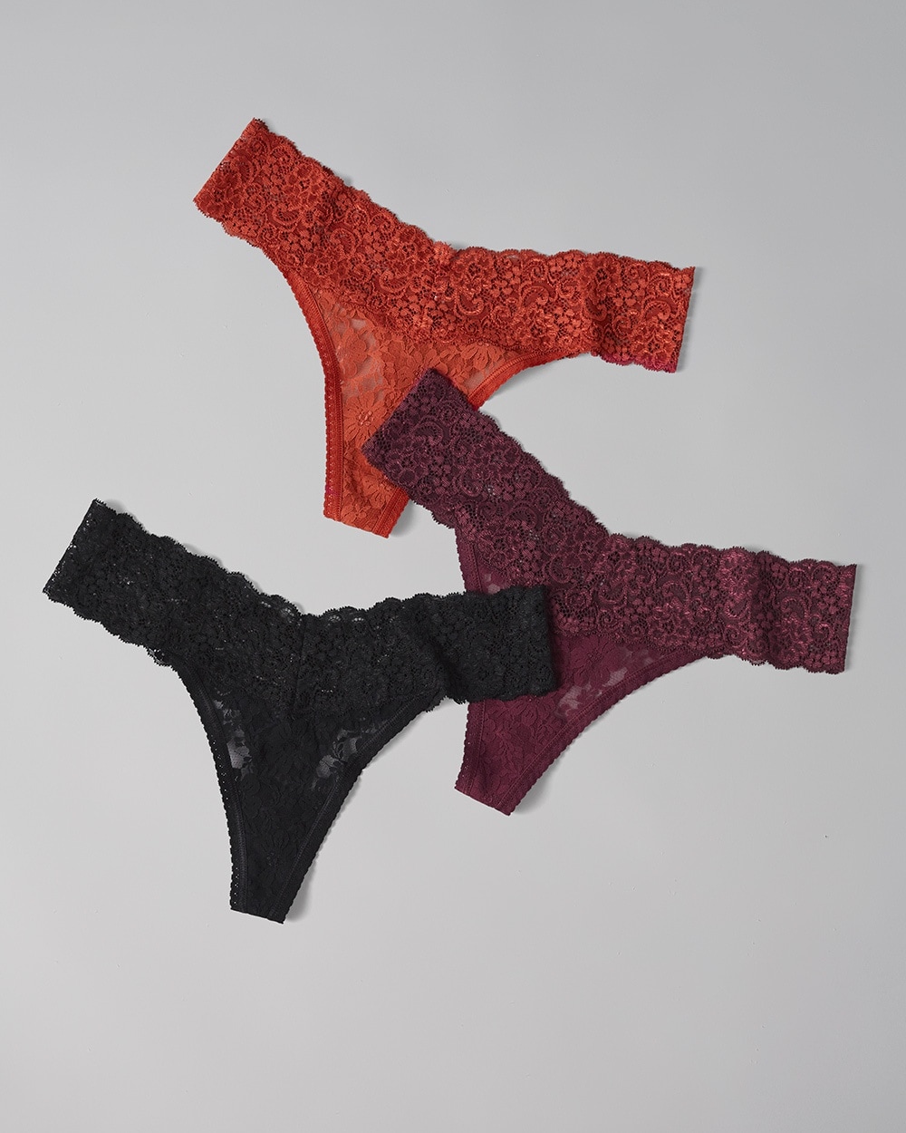 Embraceable Allover Lace Thong 3 Pack