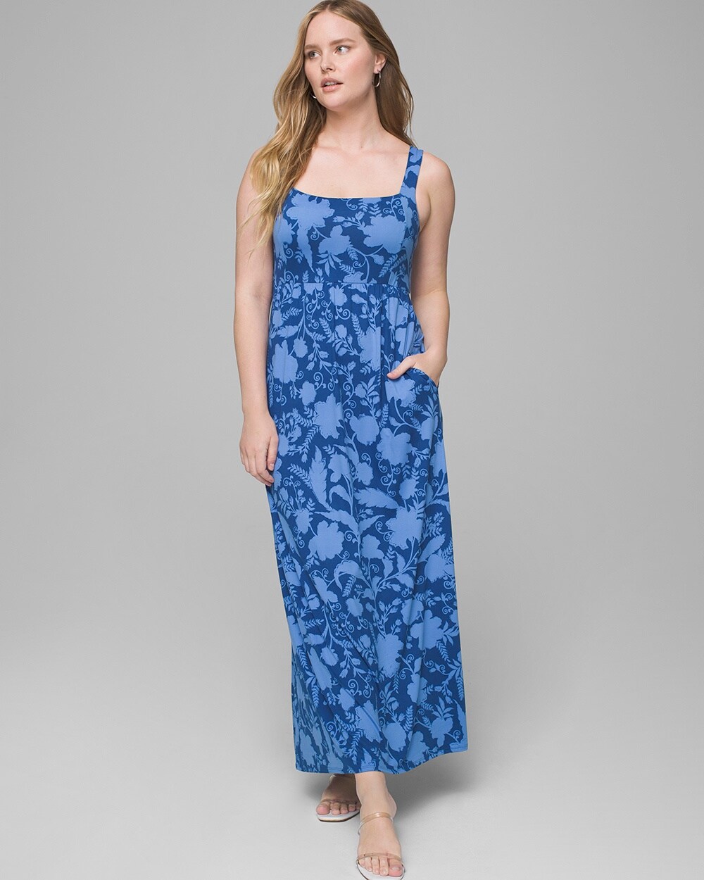 Square Neck Maxi Dress with Built-In Bra