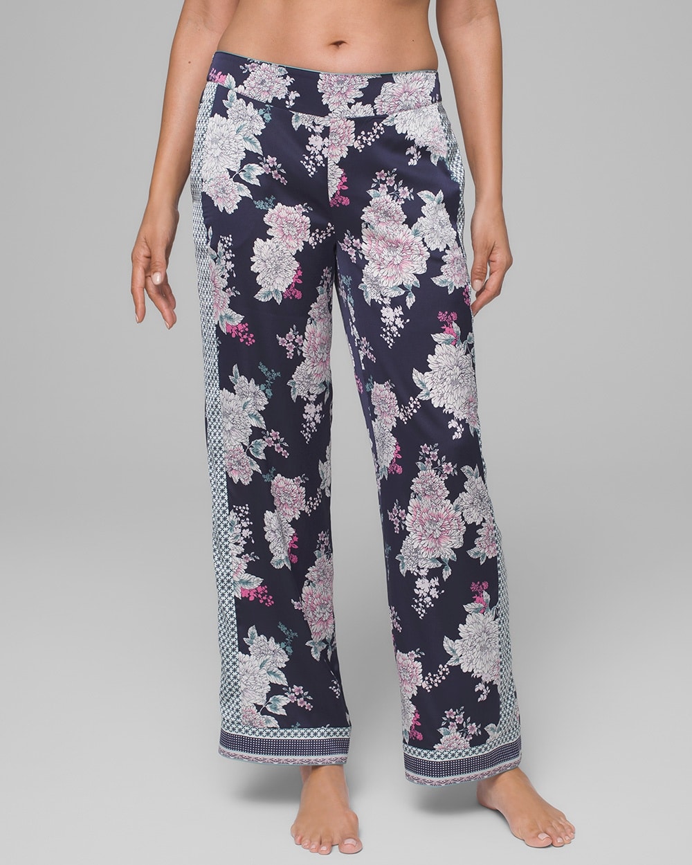 Satin Pajama Pants with Contrast Band