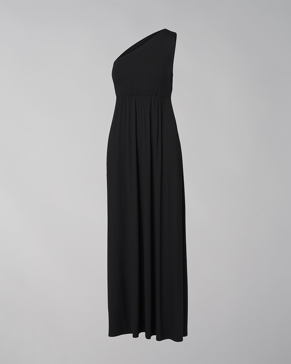 one shoulder black maxi
