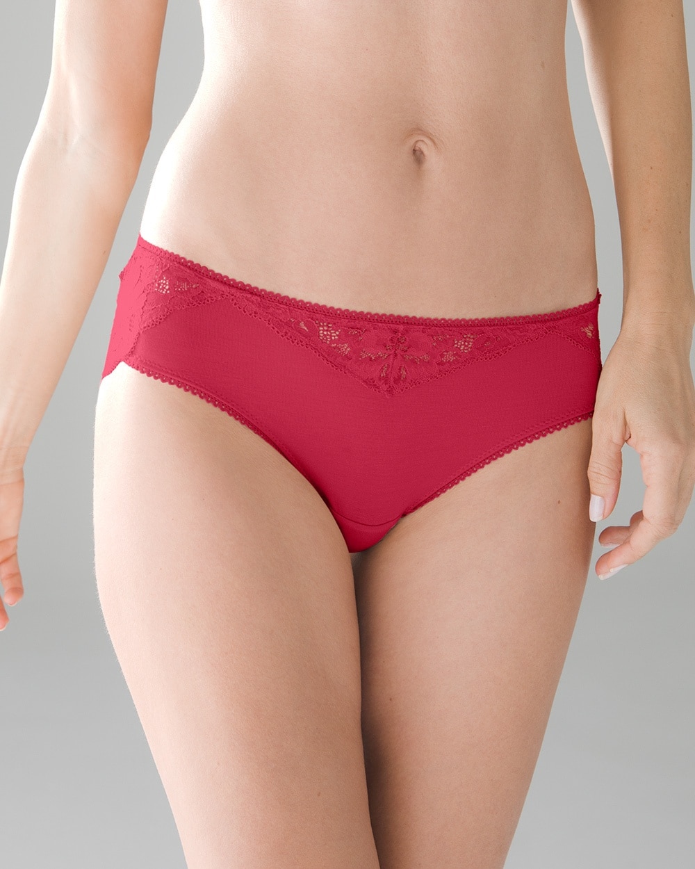 Soma Embraceable Signature Lace Hipster, RED BEAUTY