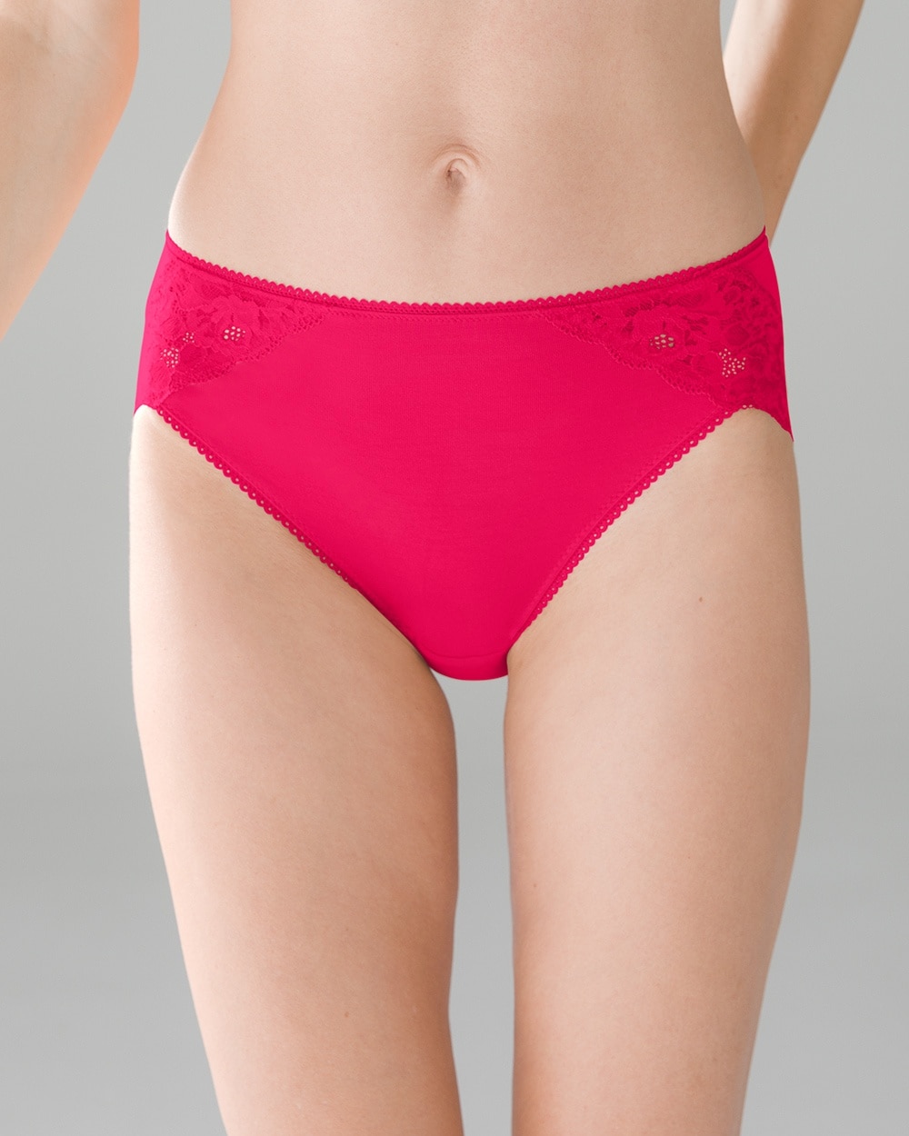 Soma Embraceable Super Soft Signature Lace High-Leg Brief, Red