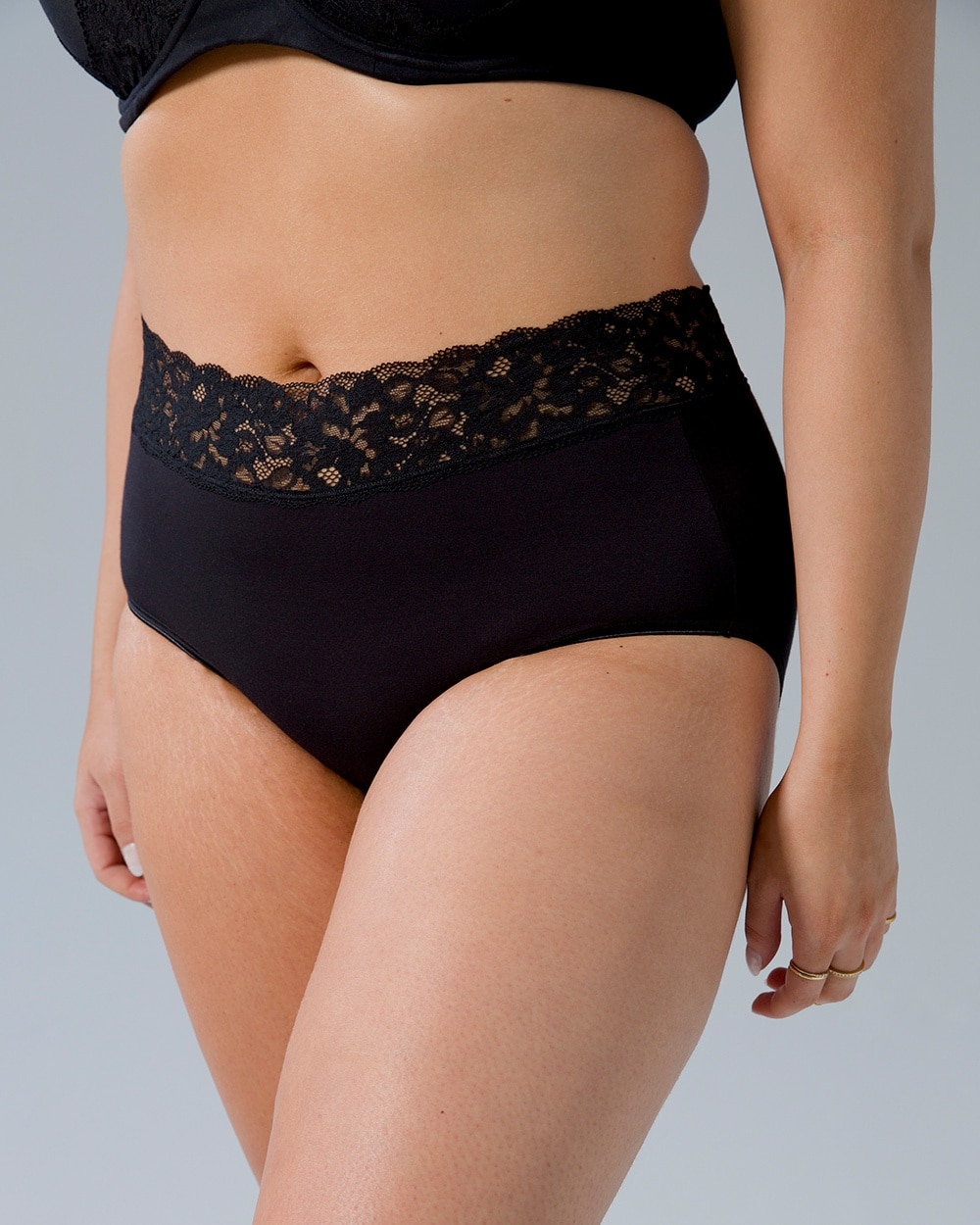 Soma Embraceable Super Soft Signature Lace Brief Underwear In Black