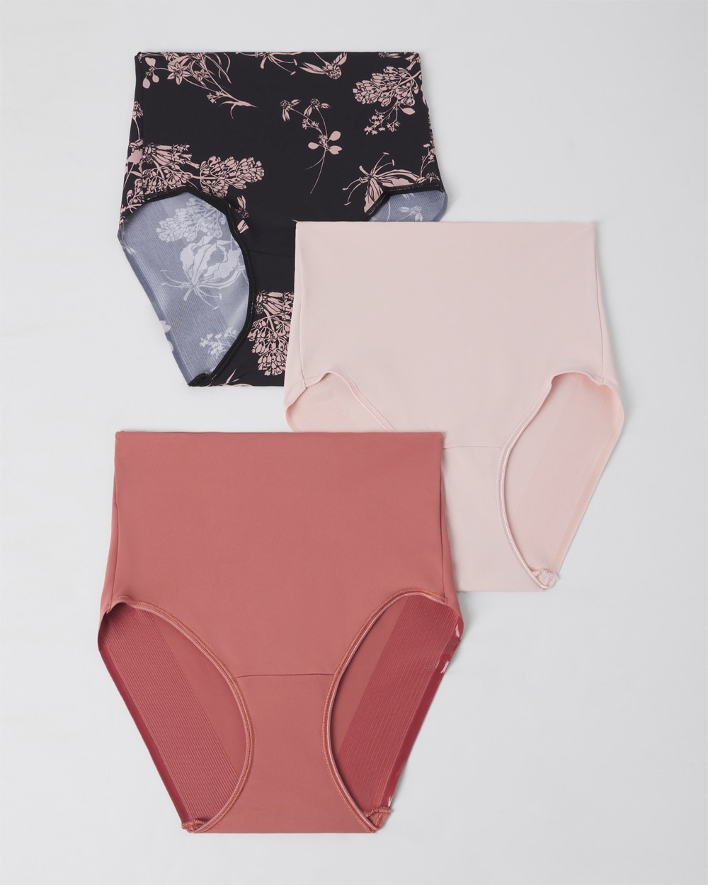 Soma 3-pack Women's Vanishing Tummy Retro Brief Underwear In Black/pink Size 2xl |  In Shadow Fleur Multipack