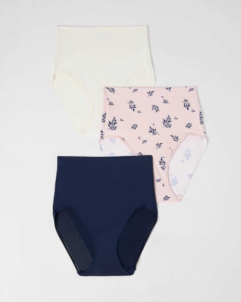 Soma 3-pack Women's Vanishing Tummy Retro Brief Underwear In Navy Blue Size Large |  In Navy & Light Pink