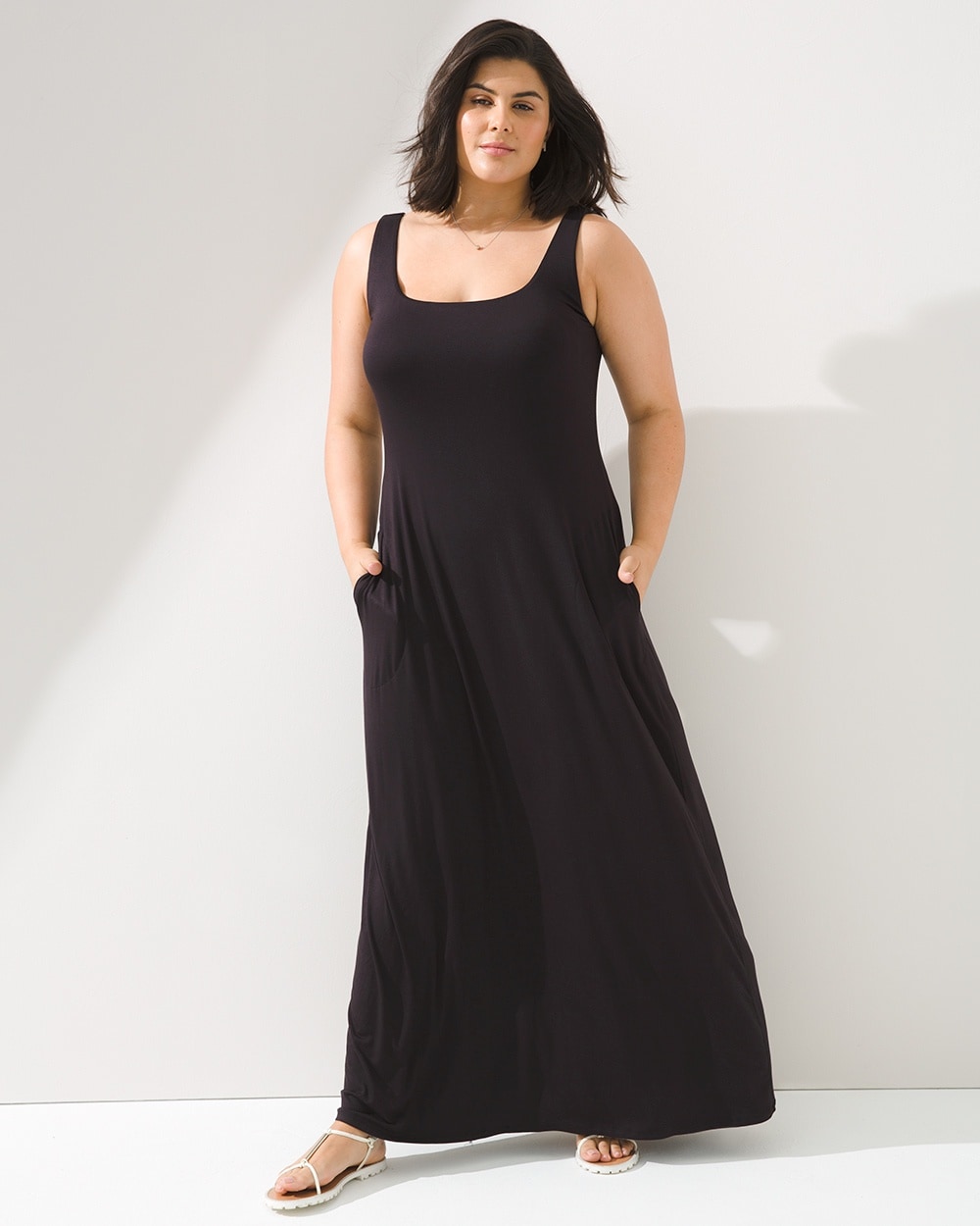 Square Neck Maxi Dress With Built-in Bra