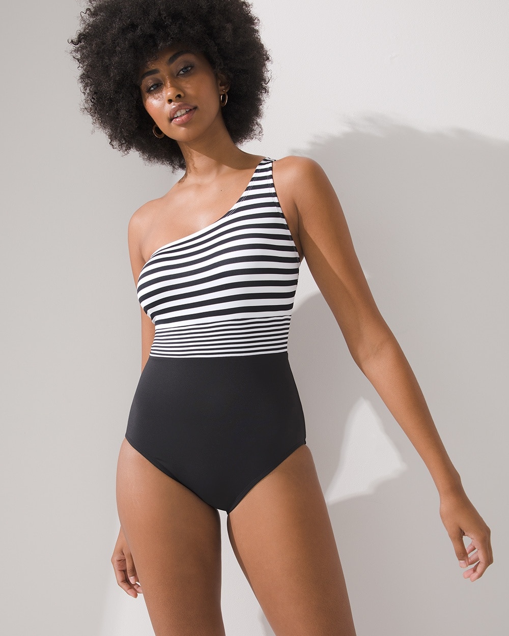 Tommy Bahama Breaker Bay Stripe One-Shoulder One-Piece Swimsuit