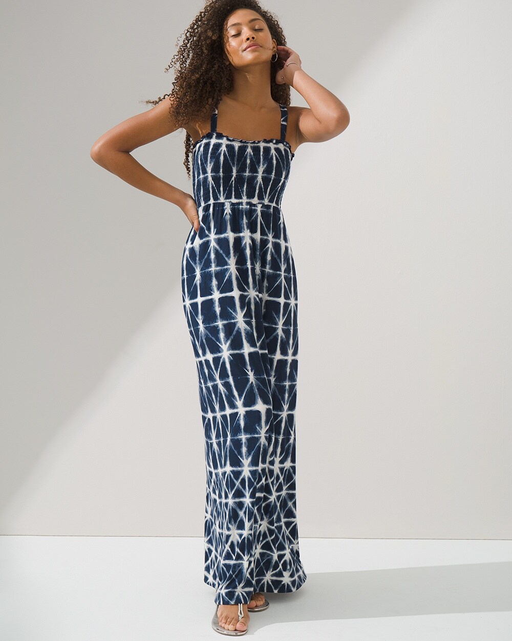 Soft Jersey Smocked Maxi Dress with Built-In Bra