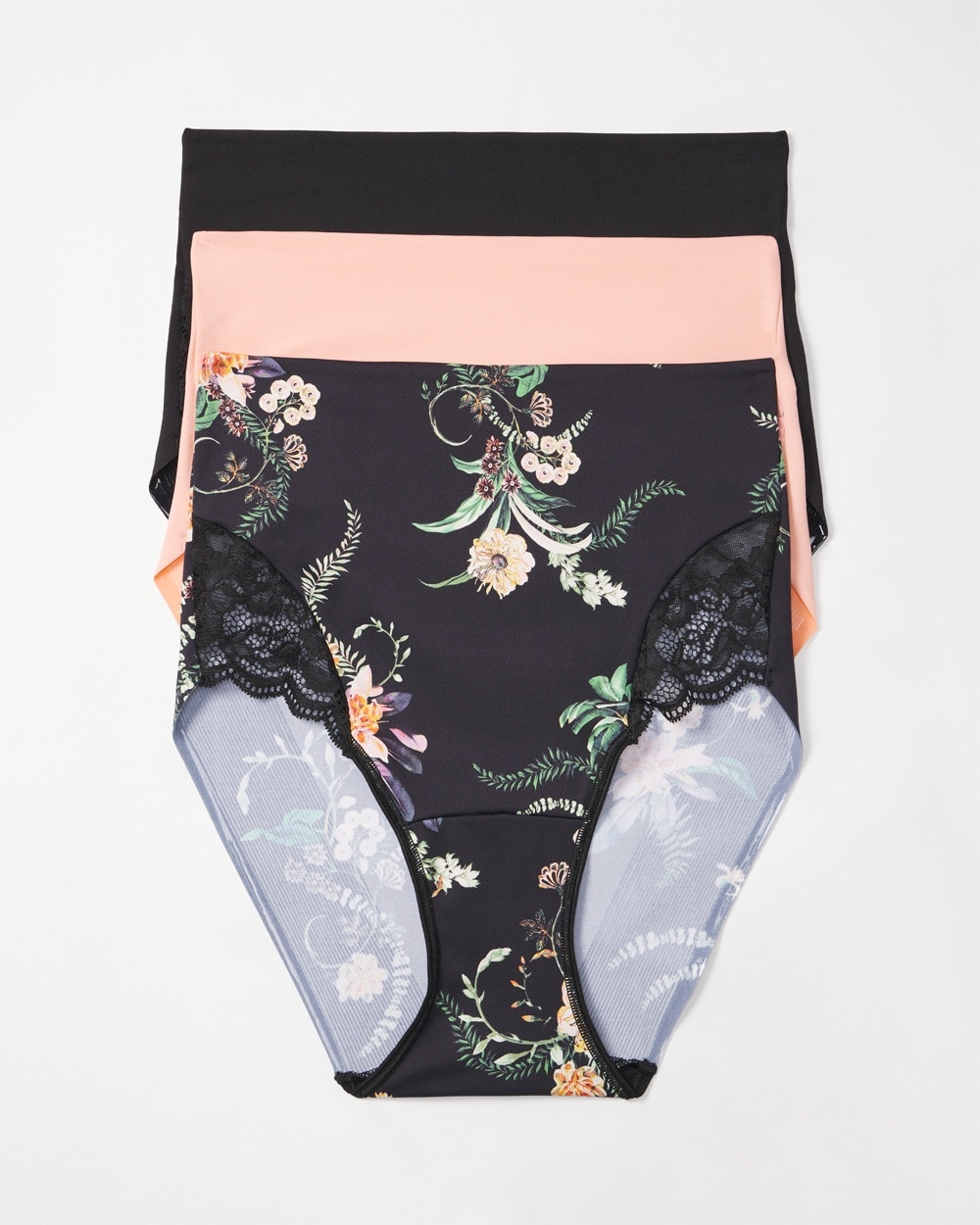Vanishing Tummy High-Waist Brief Panty with Lace 3 Pack