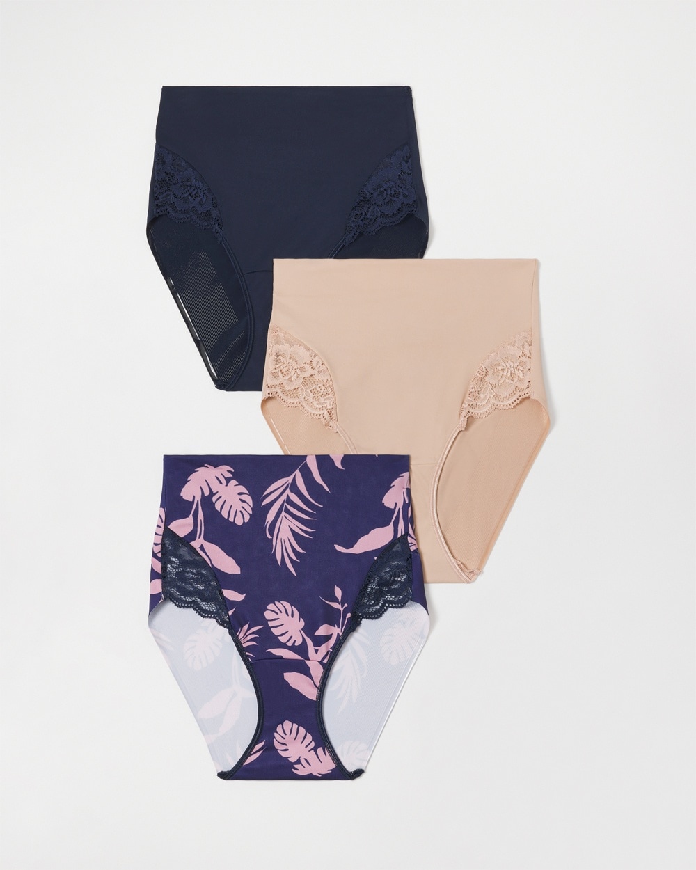 Vanishing Tummy High-Waist Brief Panty with Lace 3 Pack