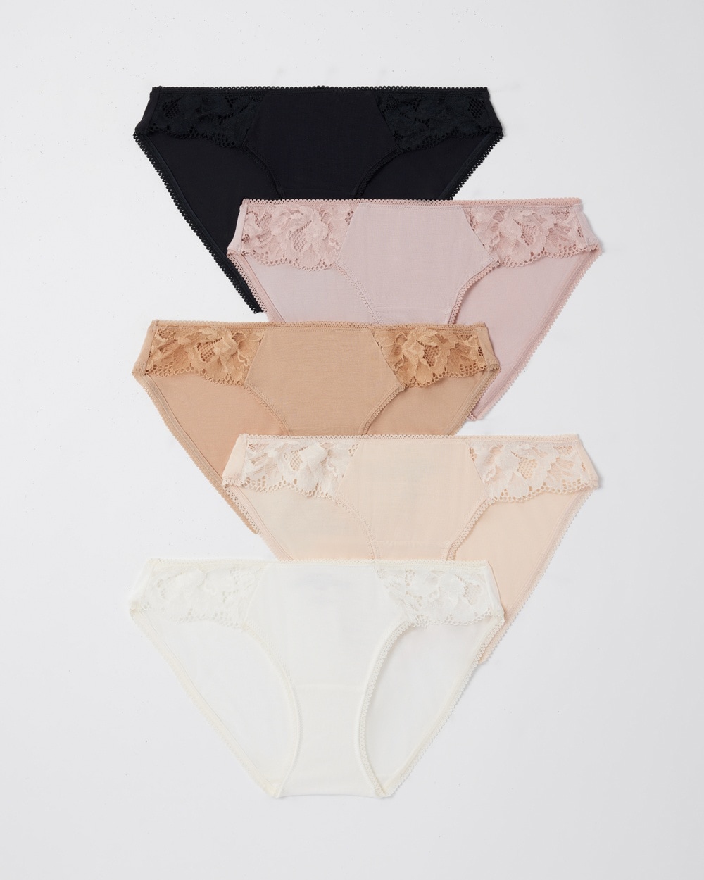 Soma Embraceable Signature Lace Bikini 5 Pack In Neutral