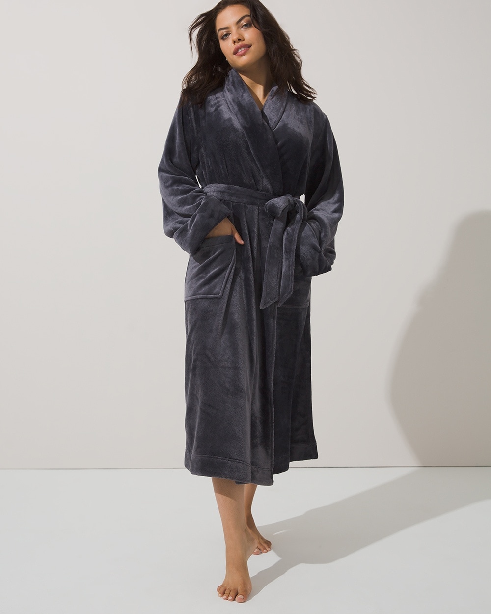 Plush Long-Sleeve Long Robe