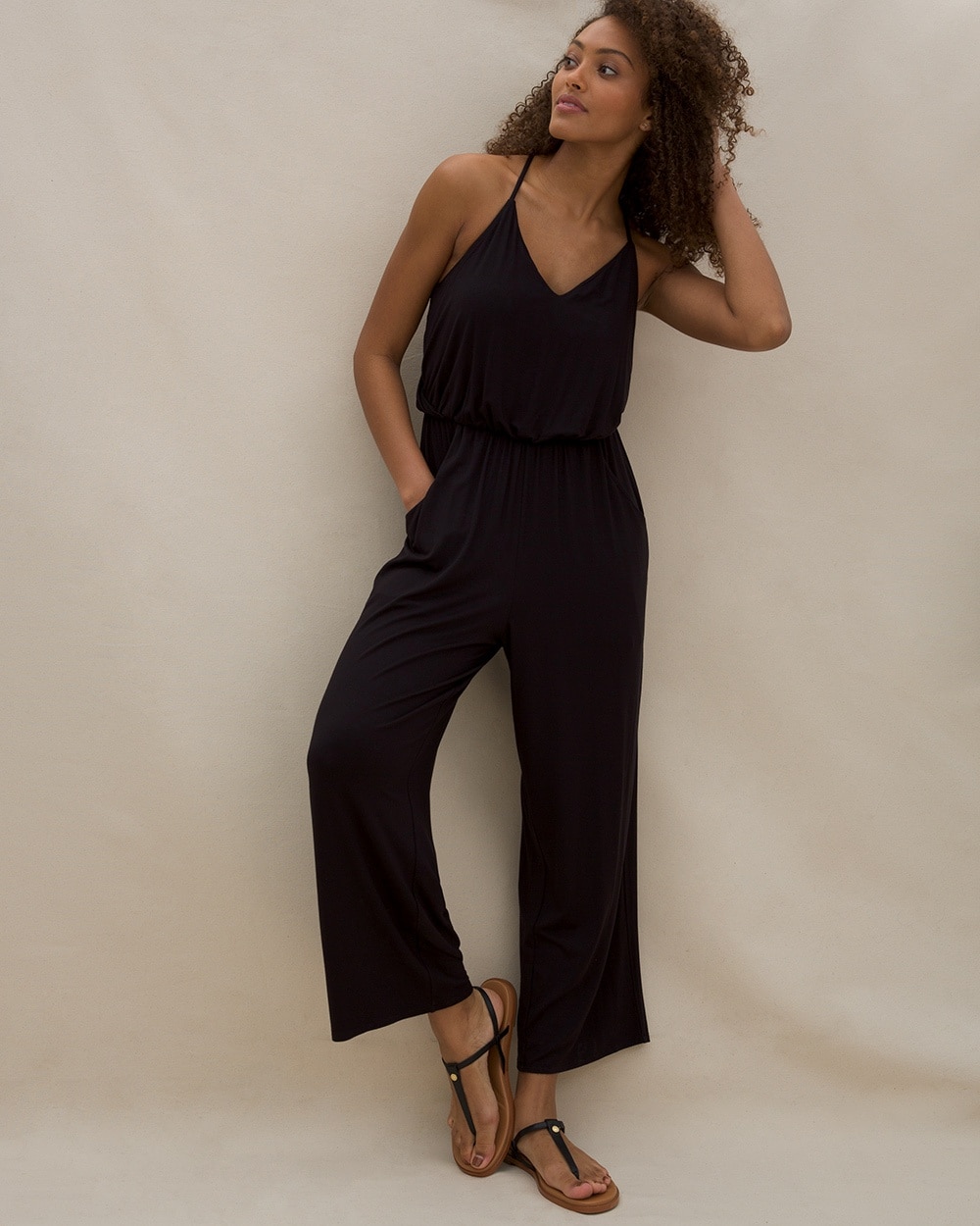 Soft Jersey Halter Crop Bra Jumpsuit