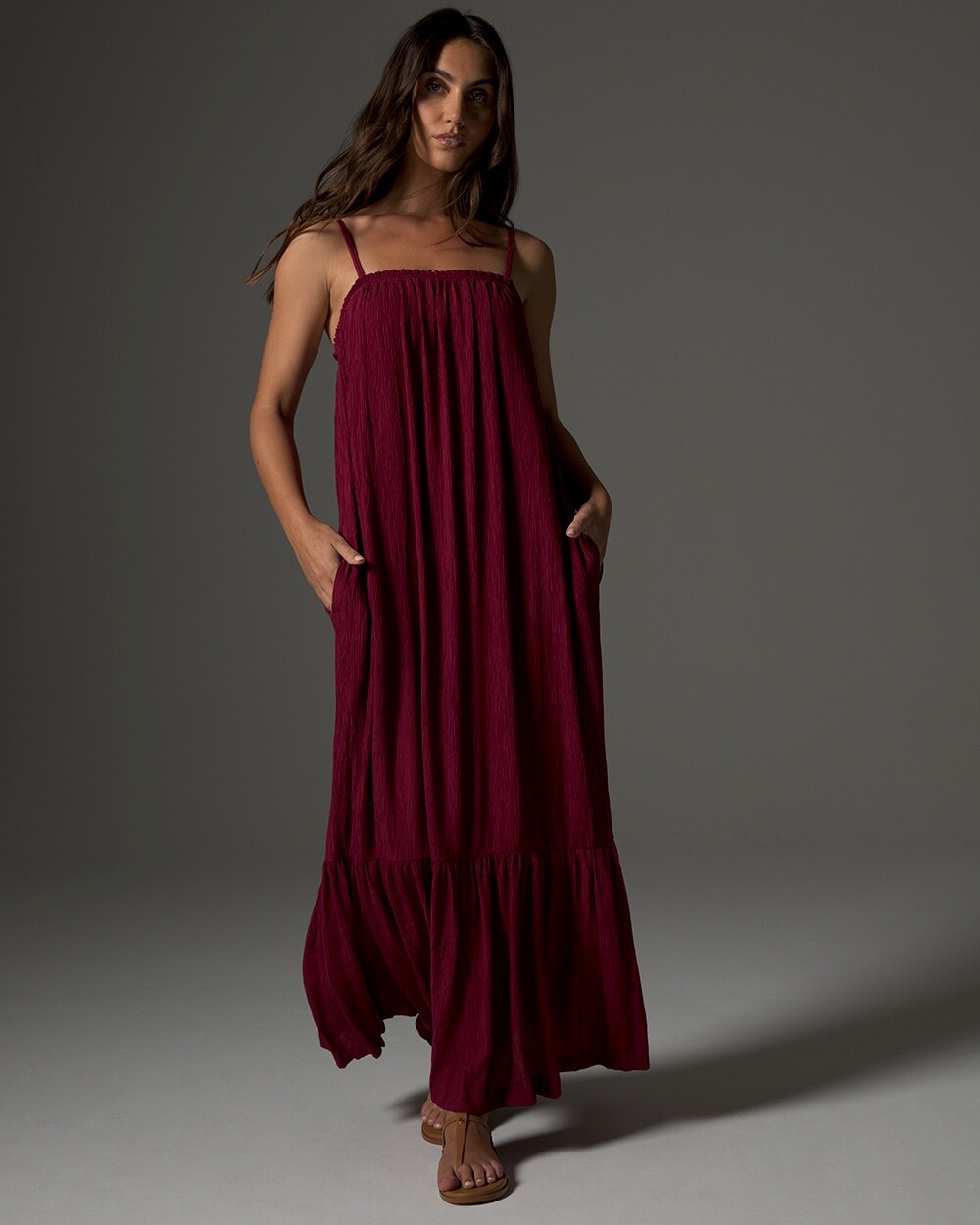 Crinkle Woven Maxi Bra Dress