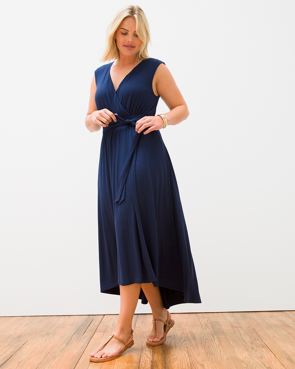 Soft Jersey Faux Wrap Maxi Dress