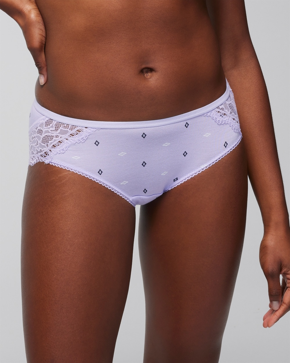 Soma Women's Embraceable Lace Hipster Underwear In Navy Size Xs |  In Shine Bright Lavender/nvy
