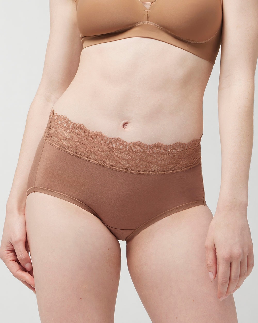 Soma Embraceable Super Soft Enchanting Lace Brief In Brown