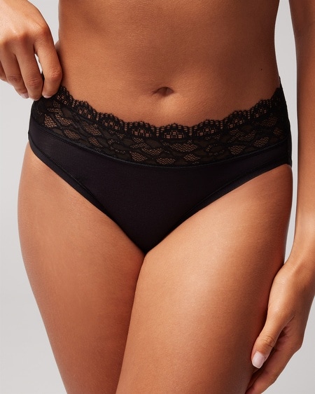 New Look high leg lace briefs in black