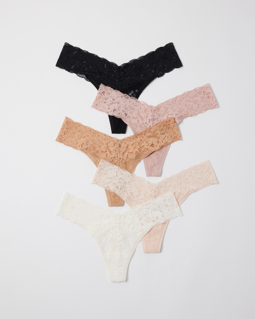 Soma Embraceable Signature All-over Lace Thong 5 Pack In Basic Multi Pack