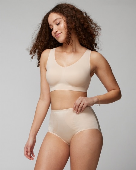 Soma Yummie Seamless Lace Smoothing Brief Shapewear, Tan, size L/XL