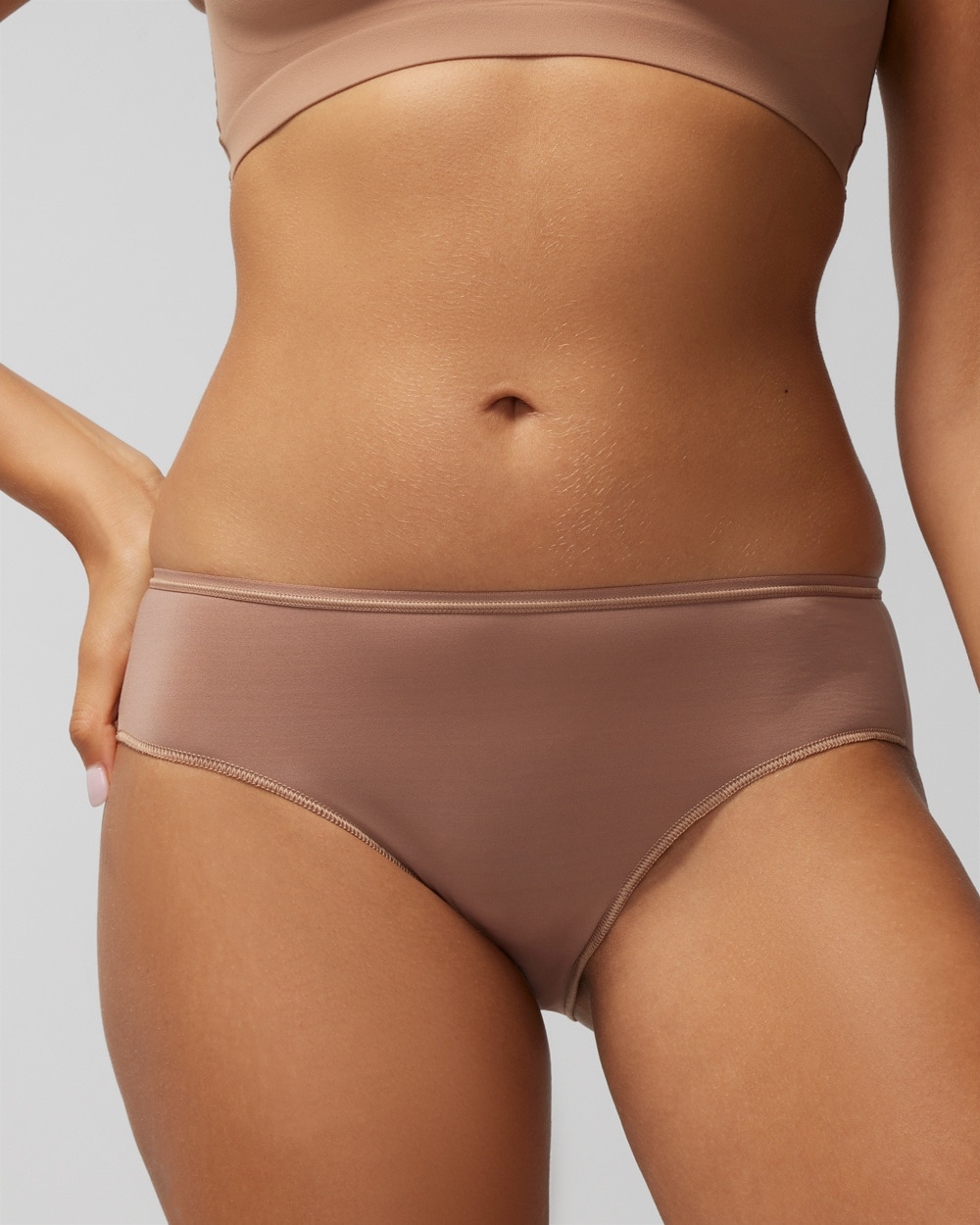 Soma Women's No Show Microfiber Cheeky Hipster Underwear In Brown Size Xs |  Vanishing Edge Panties