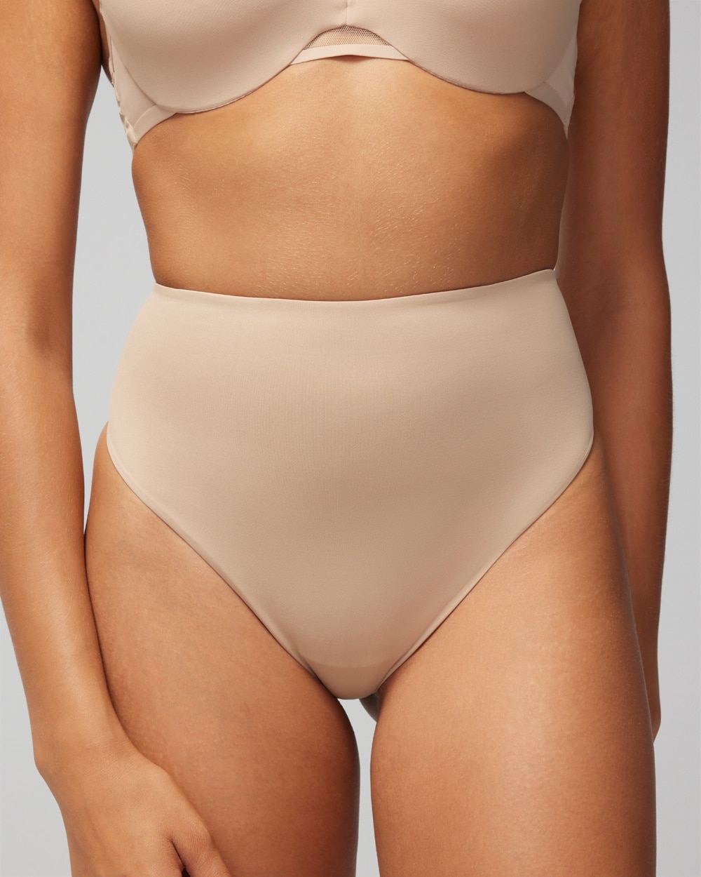Soma Vanishing Tummy Retro Thong Underwear In Nude