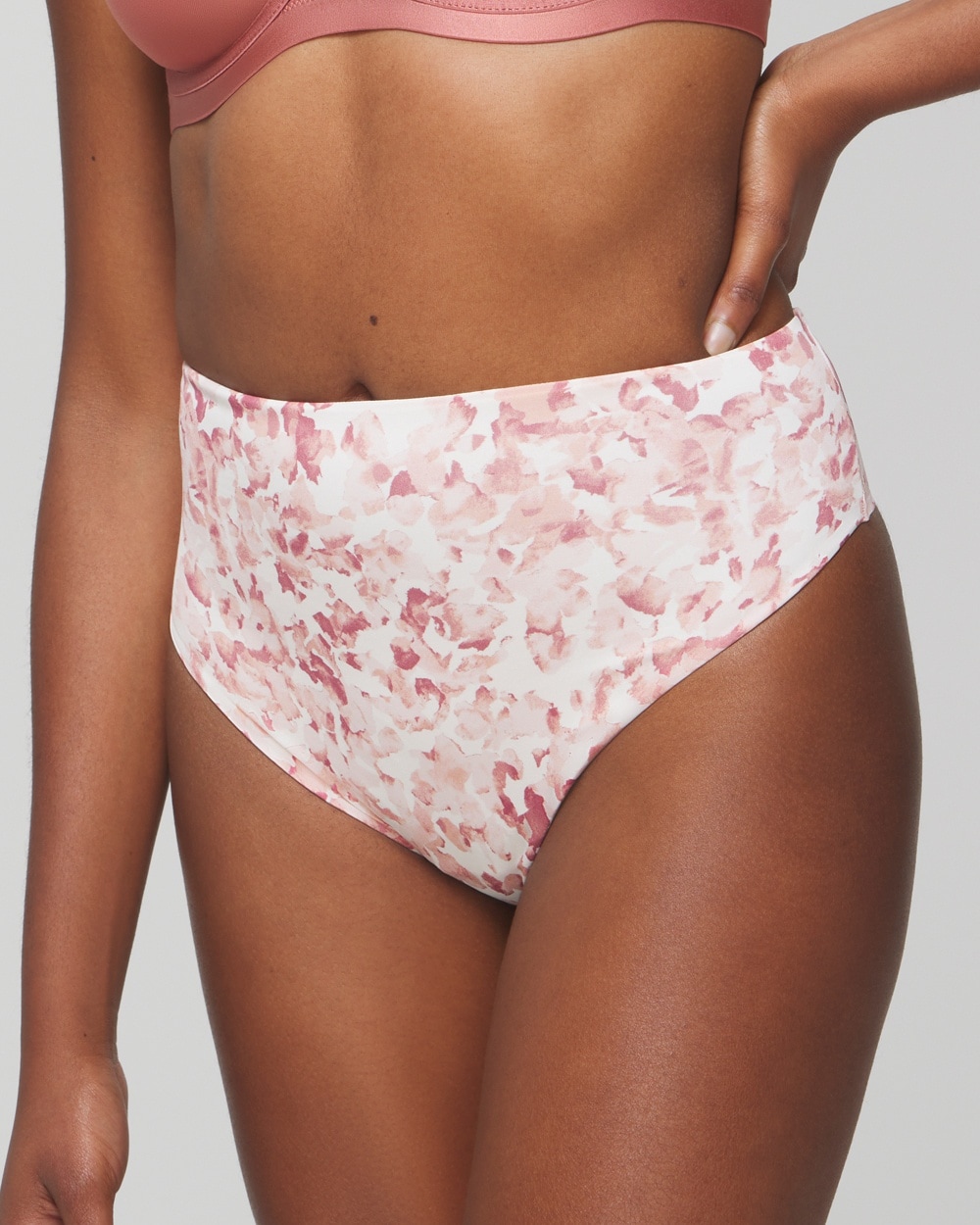 Soma Women's Vanishing Tummy Retro Thong Underwear In Sunshower Spots Mini Pink Size Xl |