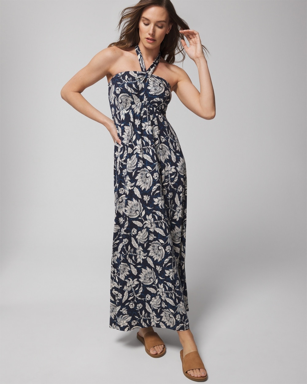 Soft Jersey Halter Maxi Bra Dress