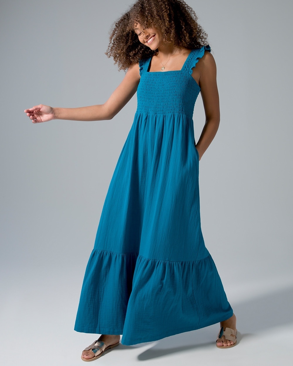 Cotton Gauze Tiered Maxi Bra Dress