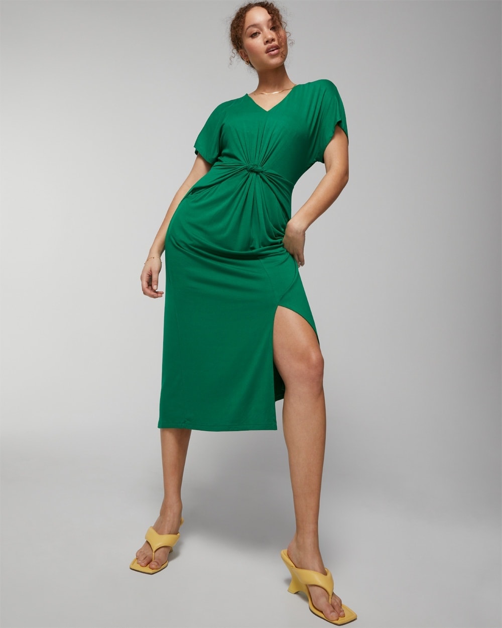 Soft Jersey Knot Front Midi Bra Dress