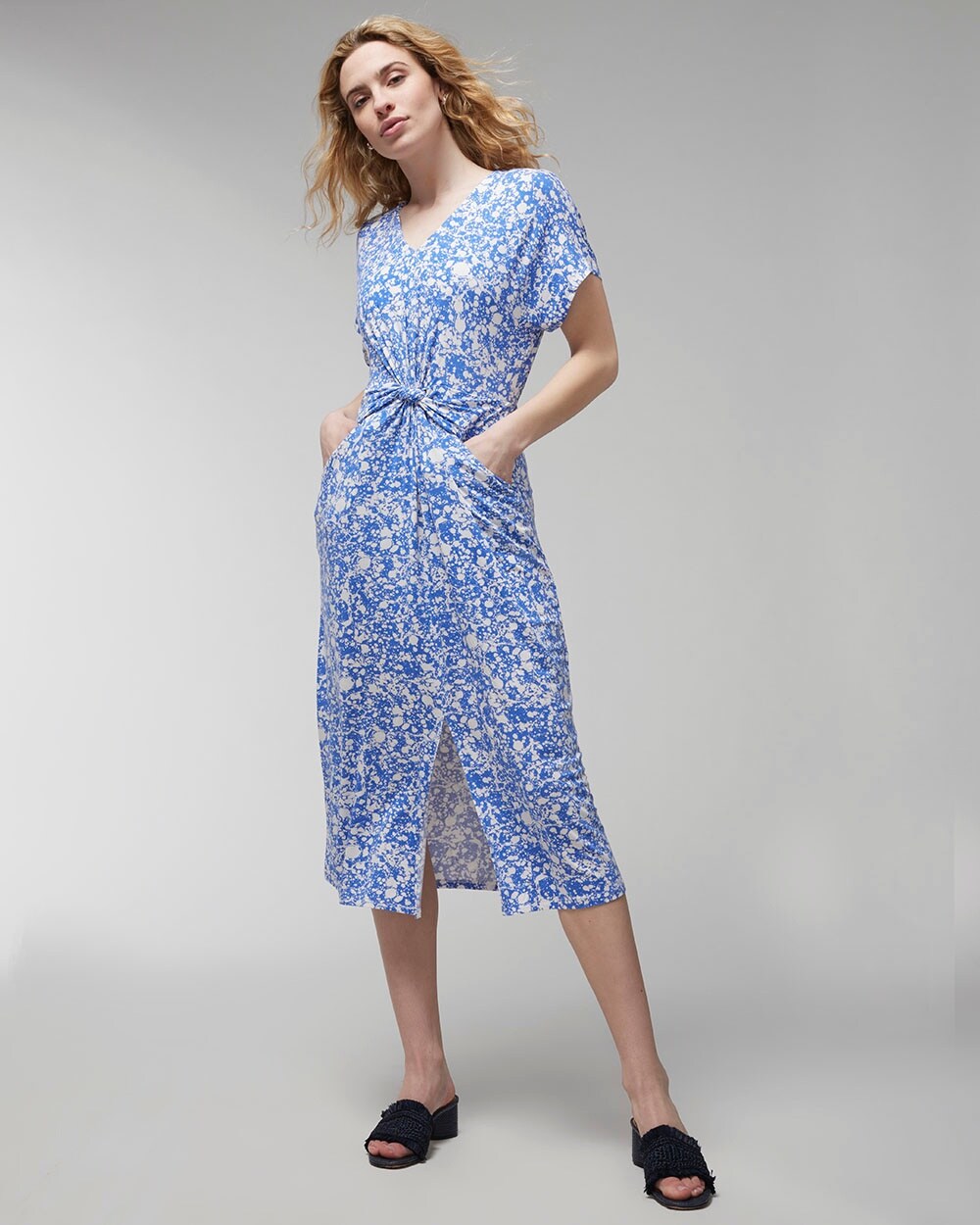 Soft Jersey Knot Front Midi Bra Dress