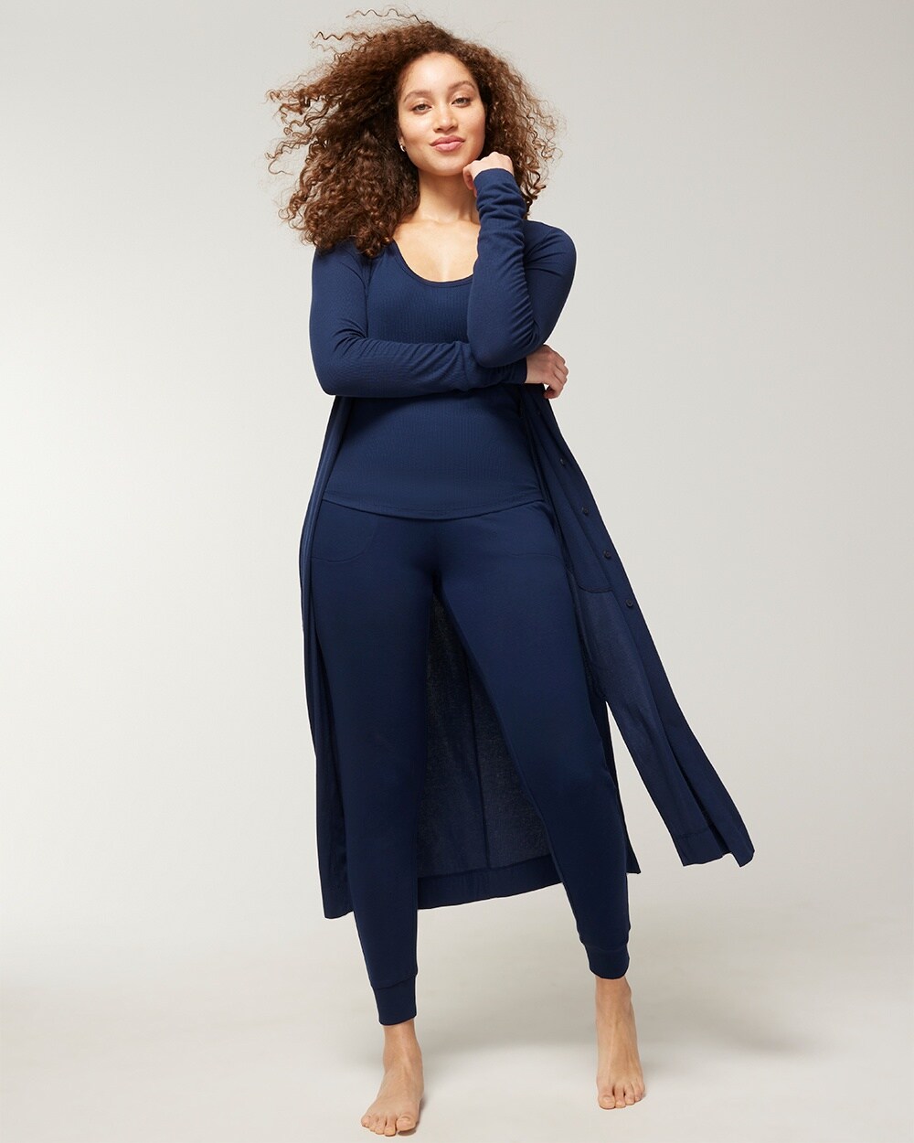 Soma Cool Nights + Days Long Rib Cardigan In Nightfall Navy