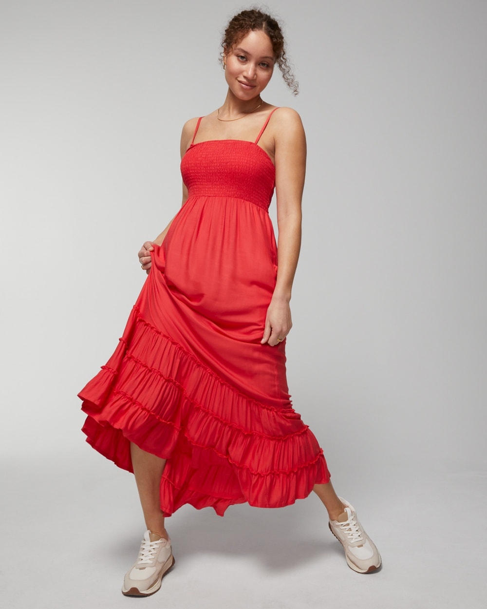 Soma Rayon Challis Convertible Maxi Dress In Red Vamp