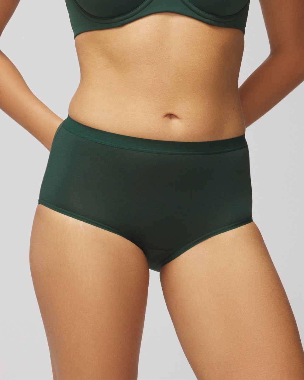Soma Women's Cotton Modal Modern Brief Underwear In Lush Emerald Size Xl |  In Green