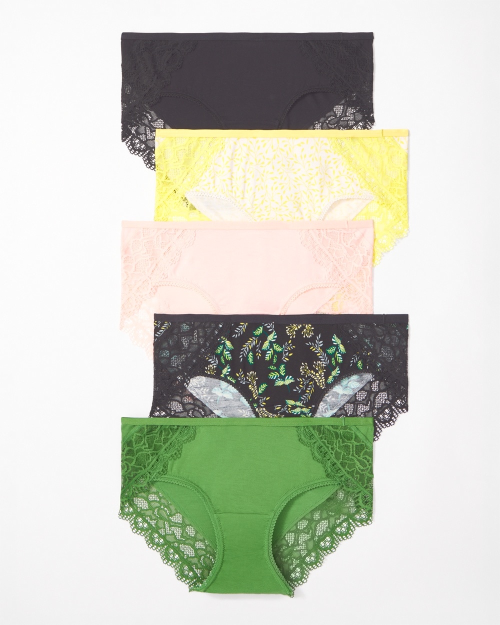 Soma 5-pack Women's Embraceable Lace Hipster Underwear In Oasis Fronds Multi-pack Size Xs |