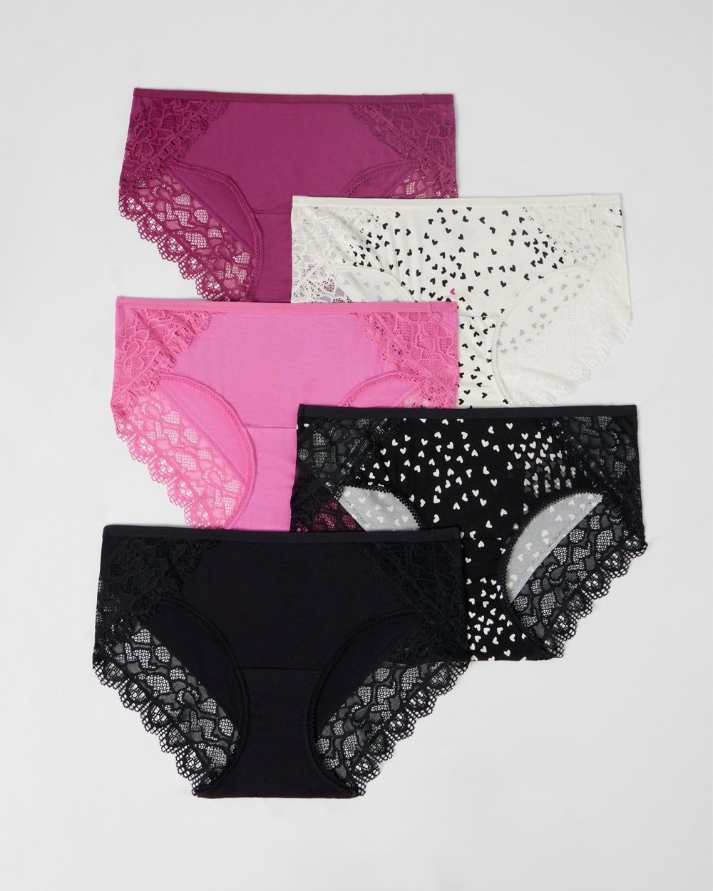 Soma 5-pack Women's Embraceable Lace Hipster Underwear In Pink & Black Size Xs |