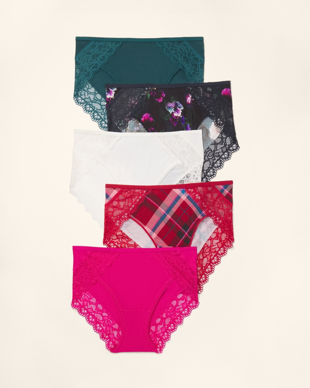 Embraceable High-Leg Panty with Enchanting Lace 5 Pack