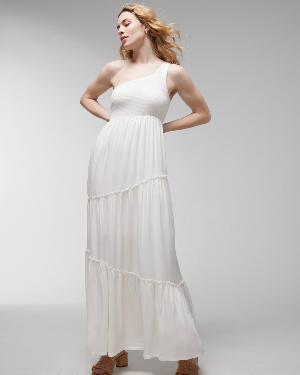Rayon Challis One Shoulder Maxi Bra Dress