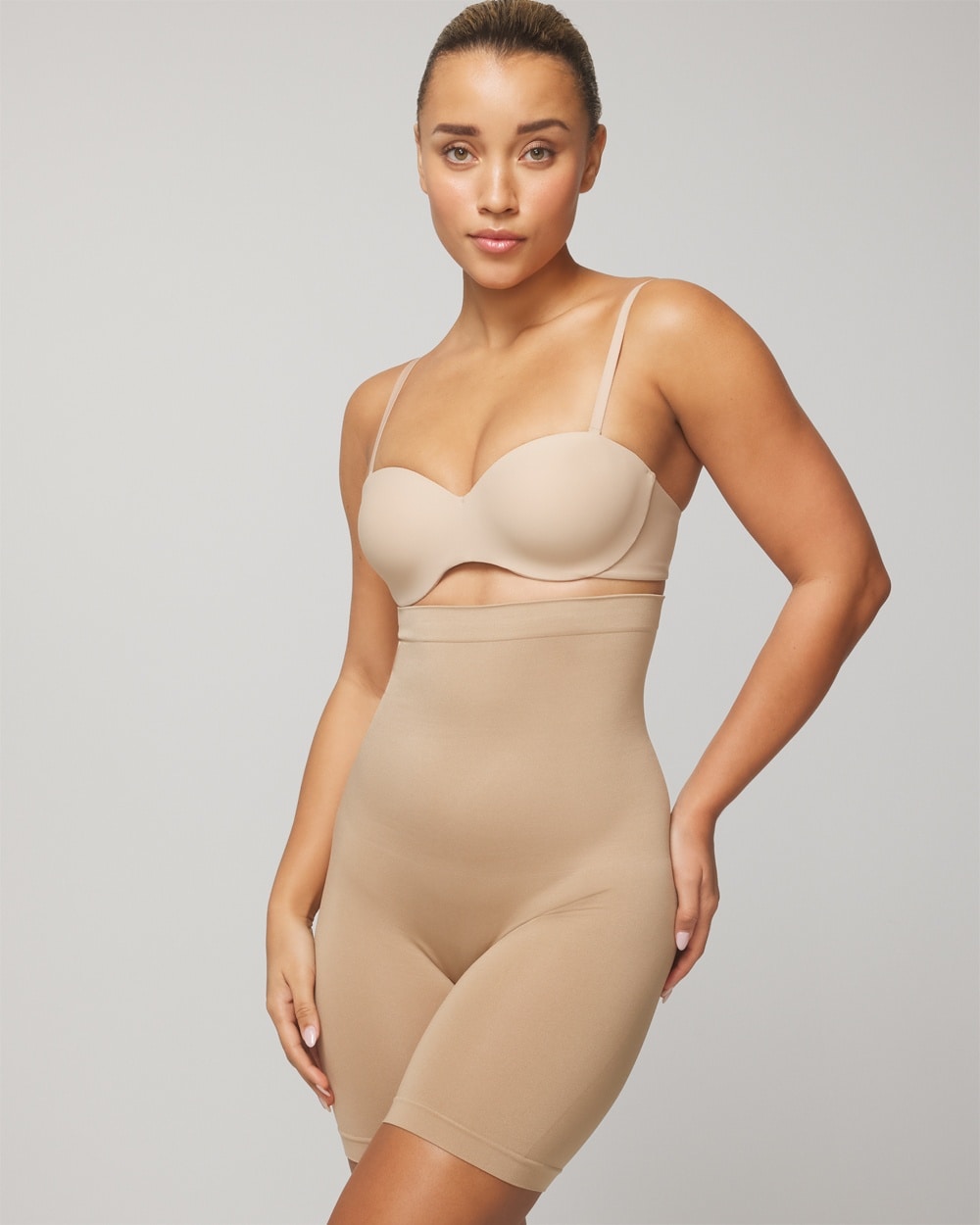 Soma Seamless High-waisted Thigh Shaper In Tan