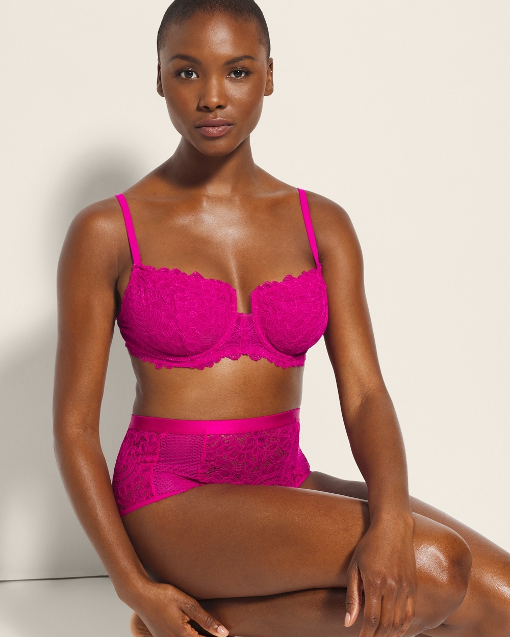Soma Balconette Unlined Bra With Lace In Pink Size 42d In Pink Cosmo